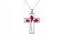 Natural Real Dry Rose Cross Metal Glass Pendant