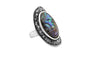 New Antique Silver Plated Rhinestone Oval Shell Ring