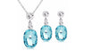 Austrian Crystal Zircon Square Pendant Necklace Ladies Blue Stone Necklace Earrings Jewelry Set For Women