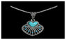 Tibetan Silver Seashell Pendant Necklace Alloy Crystal Turquoise Necklace
