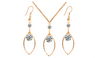 New Fashion Women Popular Gold Rhinestone Earrings Necklace Jewelry Set