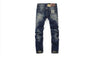 Straight Dark Blue Color Printed Men Jeans