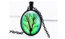 Glass Cabochon Tree Of Life Dome Pendant Necklace