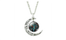Life Tree Art Picture Glass Cabochon Silver Plated Moon Pendant Necklace