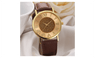 Casual Women Fashion Brown PU Leather Analog Glitter Dial Clock Wristwatch