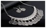 Vintage Chokers Carved Coins Nice Necklaces & Earrings Set