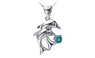 Double Dolphin Pattern Classic Love Forever Woman Blue Pendant