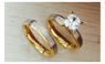 Titanium Steel Diamond Couple Engagement Rings Set