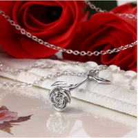 Fairytale Flower Rose Pendant Necklace for Women