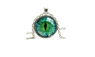 New Vintage Silver Plated Charming Green Cat Eye Necklace Pendant