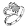 Love Heart Flower Silver Plated Ring For Women