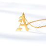 Gold Color Initial Pendant Old English Letter Jewelry Alphabe Necklace A B C D E F G H I J K L M N O P Q R S T U V W X Y Z