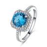 Designer Party Unique Rings Silver Blue Cubic Rings For Women