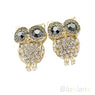 Elegant Womens Full Rhinestone Owl Earrings Studs