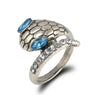 Blue Eyes Crystal Snake Head Ring for Unisex