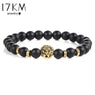 Black Lava Natural Stone Gold Color Lion Bracelet