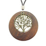 Alloy Life Tree Wooden Pendant Necklace