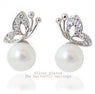 Pearl Rhinestone Butterfly Design Ear Studs for Women