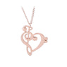 Rose Gold Music Notes Heart Pendant Necklace for Women