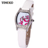 New Women Dragon Pattern Diamond White Leather Strap Watch