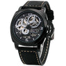 New Black Men's Skeleton Leather Strap Wristwatch