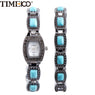 New Women Blue Turquoise Rhinestone Bracelet Dress Watch