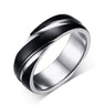 New Stainless Steel Round Black Silver Color Rings Fashion Stylish Wedding Ring Jewelry for Men / Women (6,7,8,9)