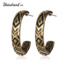 Vintage Round Carving Hoop Earrings For Women