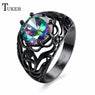 Multi-Color Opal Round Zircon Black Ring