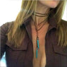 Fashion Accessories Black Leather Long Chain Necklace