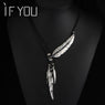 Big Feather Shape Statement Pendant Choker Necklace For Women