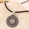 Silver Metal Plane Spiral Round Disc Pendant Necklace