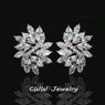Silver Color Big Cubic Zirconia Ice Flower Stud Earrings For Women