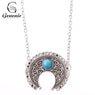 Silver Plated Ethnic Moon Pendant Necklace