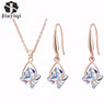 Cubic Zircon Rose Plated Gold Necklace And Dangle Drop Earrings for Women