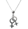 Vintage Silver Double Venus Symbol Charm Pendant Necklace for Women
