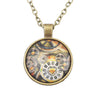 Retro Clock Gear Shape Round Glass Pendant Necklace for Women