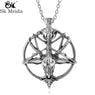 Retro Skeleton Head Sheep Round Pendant Necklace for Men