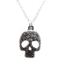 Silver Skeleton Sugar Skull Evil Eye Pendant Necklace for Women