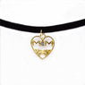 Black Choker Velvet Flower Heart Pendant Necklace for Women