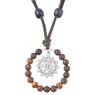 Vintage Yoga Wood Beads Charms Pendant Necklace for Women