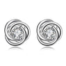 rose silver crystal stud earings for women