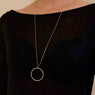 Unisex Statement Circle Pendant Long Necklace