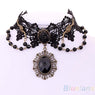 Lolita Gothic Black Flower Lace Choker Necklace for Women