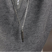 Titanium Stainless Steel Bullet Pendants Necklace Men Women Jewelry Color-silver, gold, black hot sale - 2020 - sparklingselections