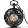 Black See Though Face Retro Vintage Pendant Pocket Watch