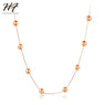Rose Gold Color String of Beads Synthetic Simulated Pearl Necklace