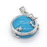 Silver Plated Retro Blue Half Ball Bead Vintage Pendant