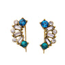 Crystal Blue Ear Stud Statement Earrings