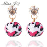 Bohemia Rhinestone Leopard Ball Drop Earrings For Women
